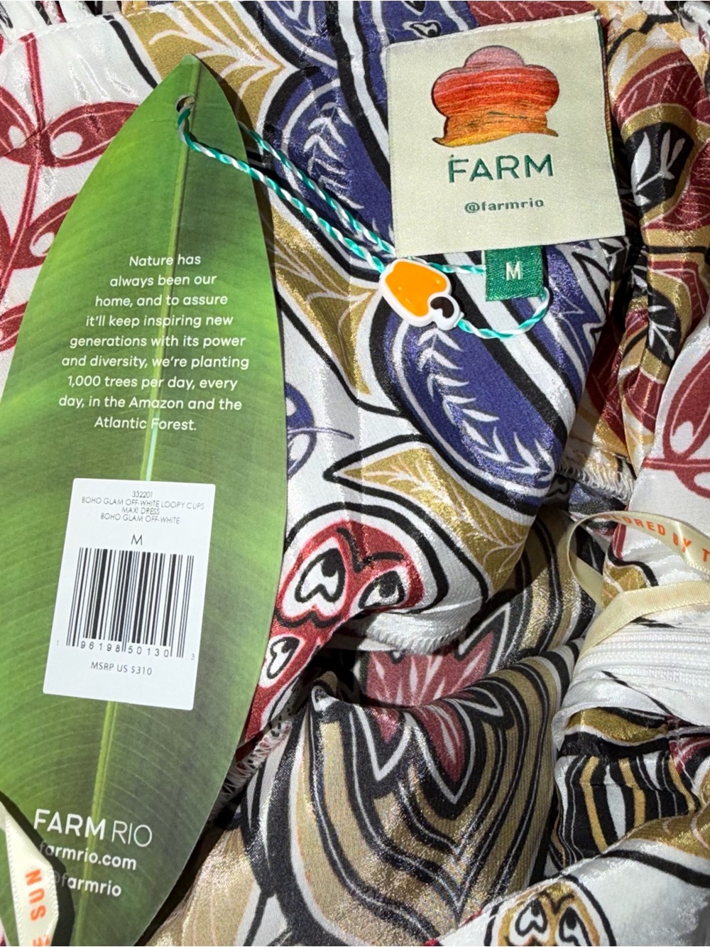 NWT Farm Rio Boho Glam Off White Maxi Dress Floral Sundress Size Medium - Picture 9 of 14